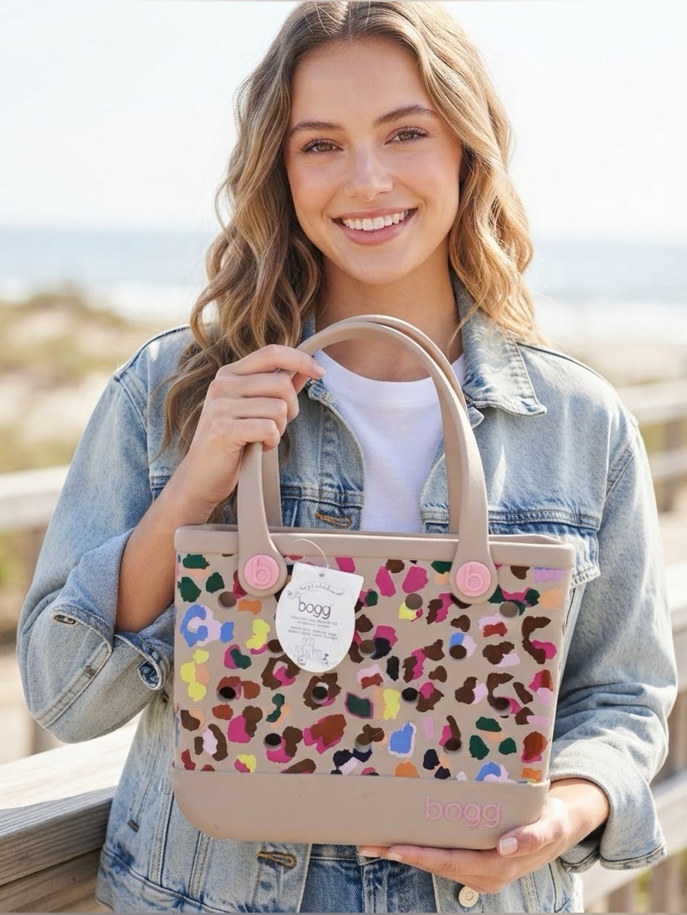 NEW Bitty Bogg - Multicolor Leopard Print Tote Bag